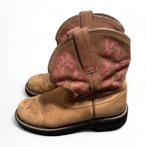 Ariat Tan and Pink Ankle Boots